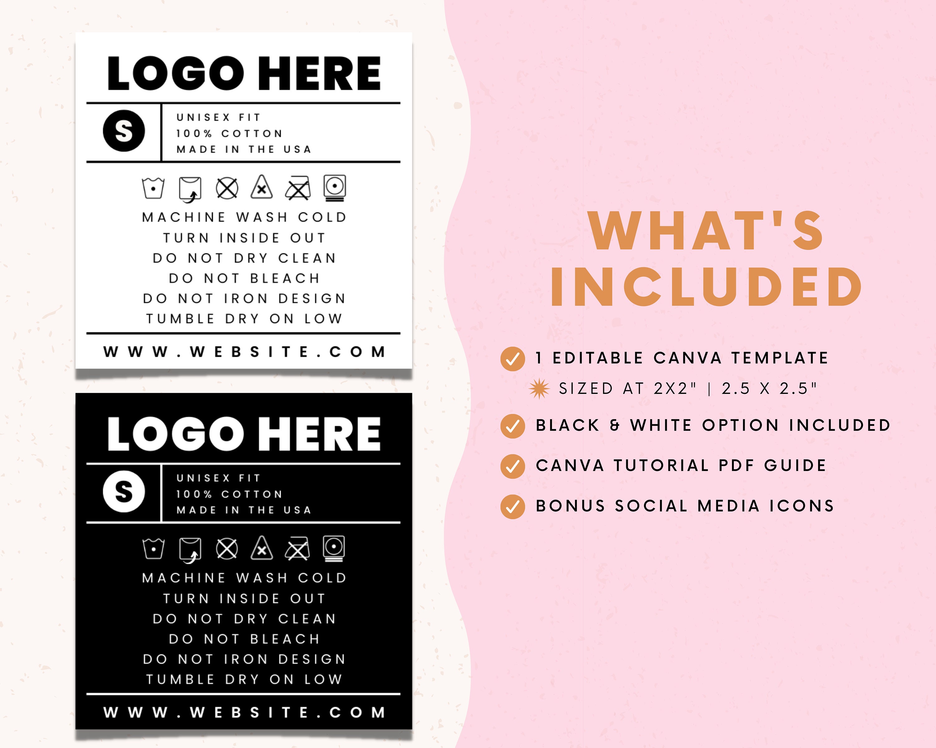 Editable Clothing Tag Template DIY Tshirt Neck Label Tags Etsy Canada