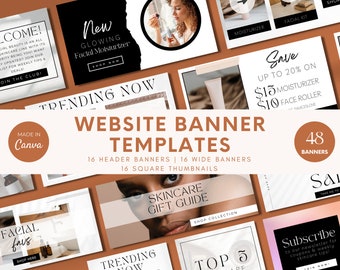 Editable Skincare Website Banner Template, DIY Website Template, Shopify Banners, Beauty Banner Website Branding Kit, Web Banner Theme
