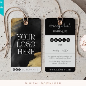 Modelo de etiqueta de preço editável, etiquetas de produto douradas, etiqueta de produto minimalista, etiqueta personalizada para roupas, etiqueta comercial, modelo de etiqueta boutique