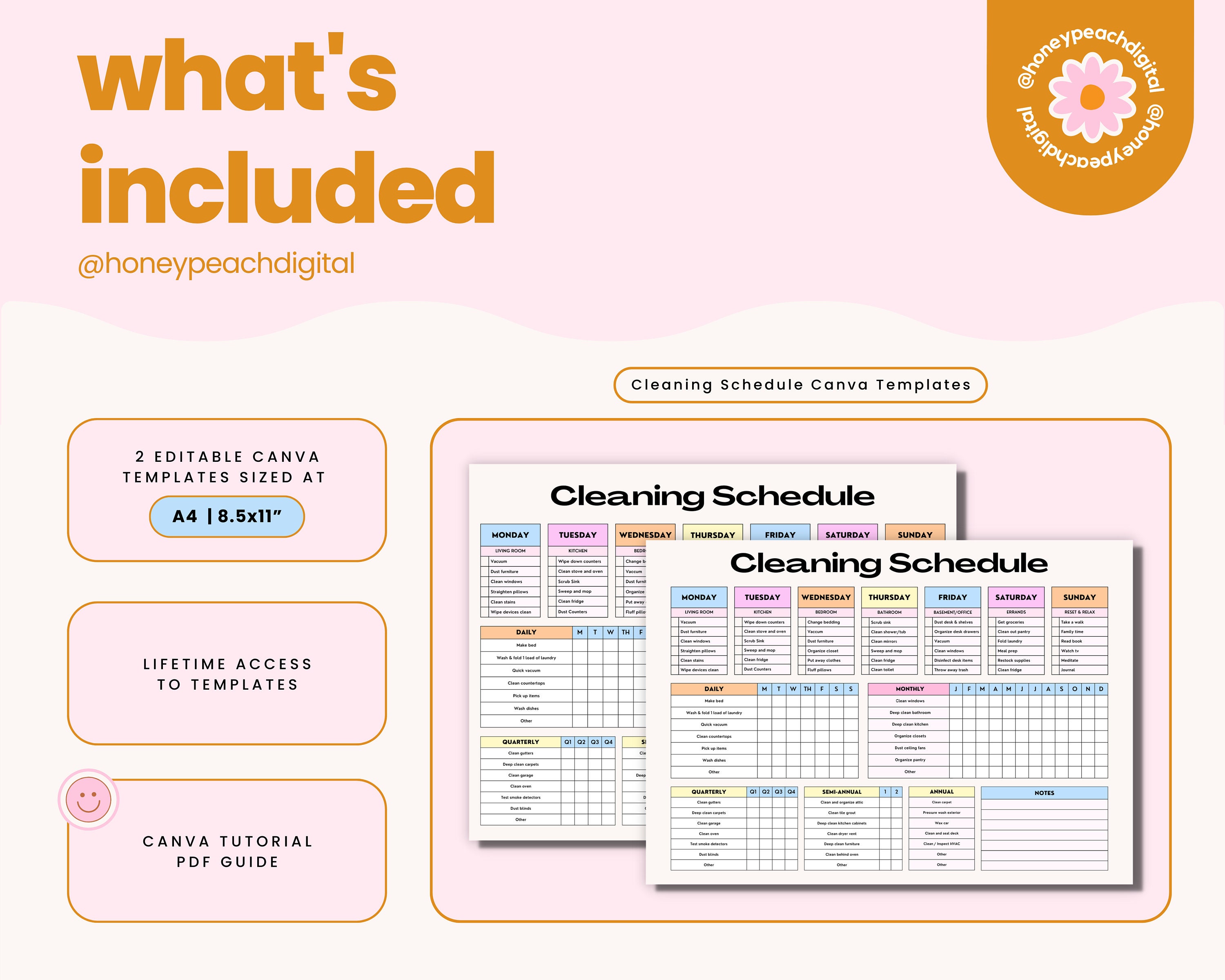 Editable Cleaning Schedule: Weekly, Monthly, Annual Planner (digital ...