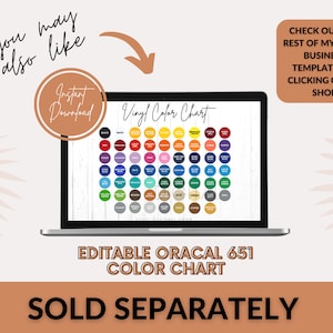Editable Cricut Vinyl Color Chart, Permanent Vinyl Color Chart Editable ...
