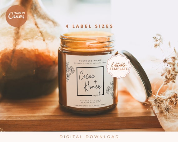 Candle Label Template Canva, Candle Packaging, Candle Business Label, DIY Candle Labels, Candle Branding Sticker Template