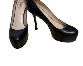 Vintage YSL Heels / YSL Trib Too / Black Heels / Size 35