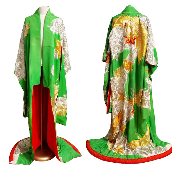 Vintage Japanese Wedding Kimono / Embroidered Kimono / Wedding Kimono