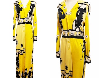 1960s Jumpsuit / Charlie Chaplin Jumpsuit / Casandra Charlie Chaplin / Size Medium - Large