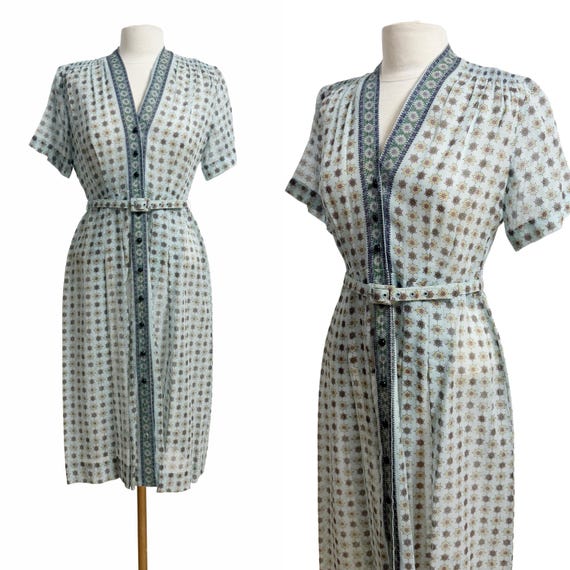 1940s Dress / 1940s Shirt Dress / 1940s Day Dress… - image 1