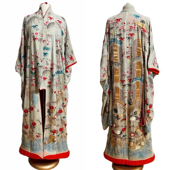 Vintage Japanese Wedding Kimono / Embroidered Kimono / Wedding Kimono