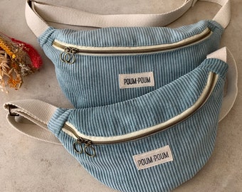 Sac banane velours bleu ciel