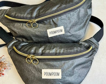 Belt bag - Metallic black coated cotton