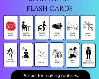 Visual Behavior Cue Cards: Autism & ADHD Learning (PDF Flashcards