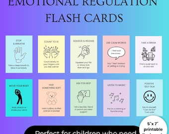 Tarjetas visuales para crisis de autismo / Tarjetas de regulación emocional para niños / Estrategias imprimibles para calmarse con TDAH