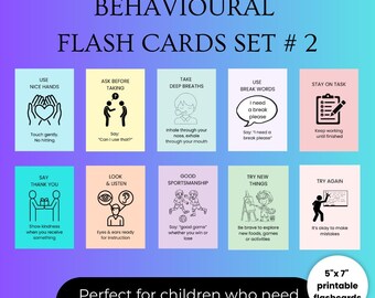 Visual Behavior Cue Cards: Autism & ADHD Learning (PDF Flashcards)