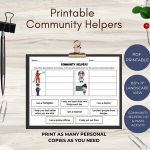 Community Helpers Cut & Paste Worksheet | Preschool Sorting Activity ...