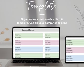Editable Password Tracker – Google Sheets Password Log – Simple Login Organizer – Easy Computer Template - Password Template