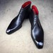 Pure Handmade Men's Black Grain Leather With Red Linning Lace-up Chukka Formal Leather Boots 