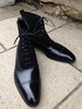 Handmade Men's Two Tone Black Suede & Black Leather Lace-up Ankle High Formal Leather Boots 