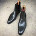 Luxury Handmade Men's Crocodile Texture Slip On Chelsea Formal Leather Boots 