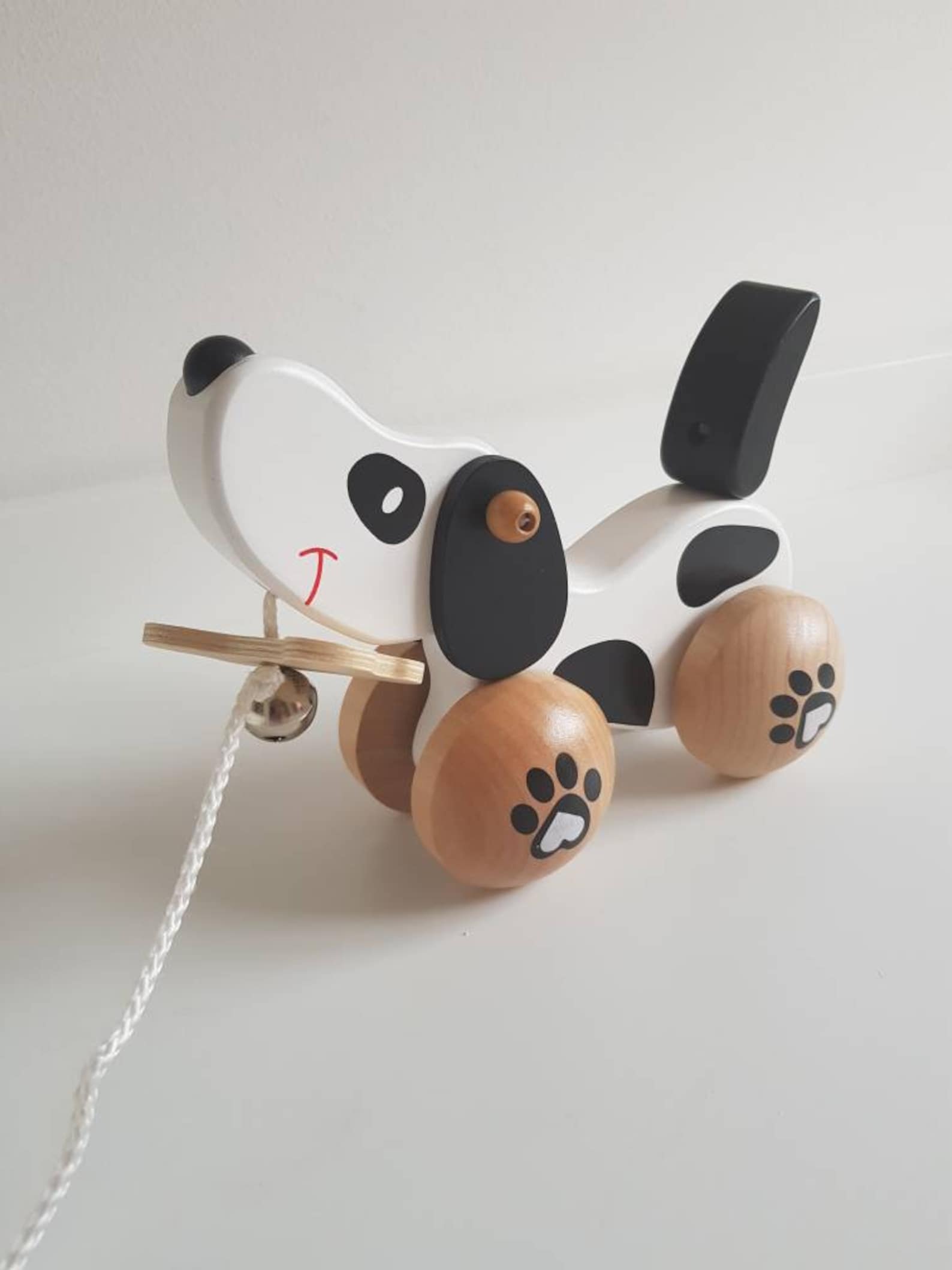 Wooden Personalised Pull Along Dog Toddler Educational Baby Birthday