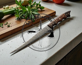 Fishing Fillet Custom Handmade Damascus Knife With Fish Engraving On Handle Personalized Knife Hunting Knife Gift For Groomsmen Gift For Dad