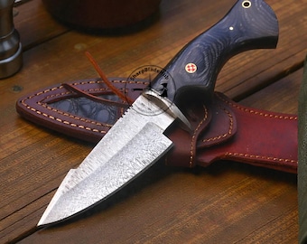 Damascus Knife, Personalized gifts for him, Hunting Knife, Groomsmen gifts, Handmade knife, Gifts For Men, customized knife with sheath