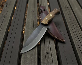 Handcrafted Hunting Knife with Sheath: Stainless Steel Camping Knife