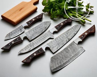Handmade Damascus Steel Chef Tool Set | Artisan Kitchen Tools