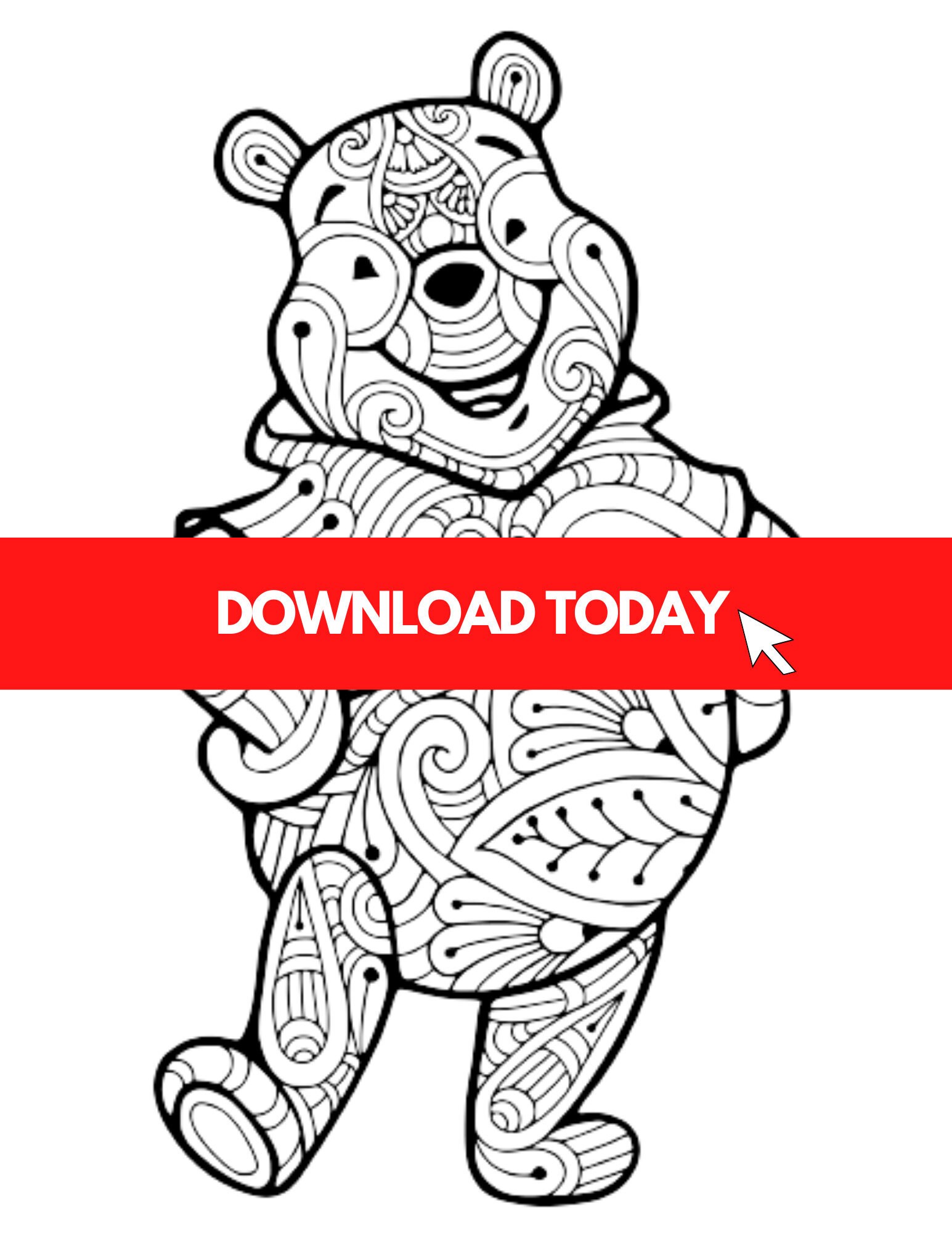 Winnie the Pooh, Tigger, Piglet, Mandala, Zentangle, Digital, 80s, SVG ...