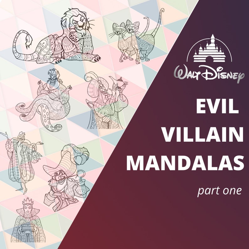 Mandala | Evil Villains | Cruella | Captain Hook | Ursula | Evil Queen | Jaffar | Si and Am ...