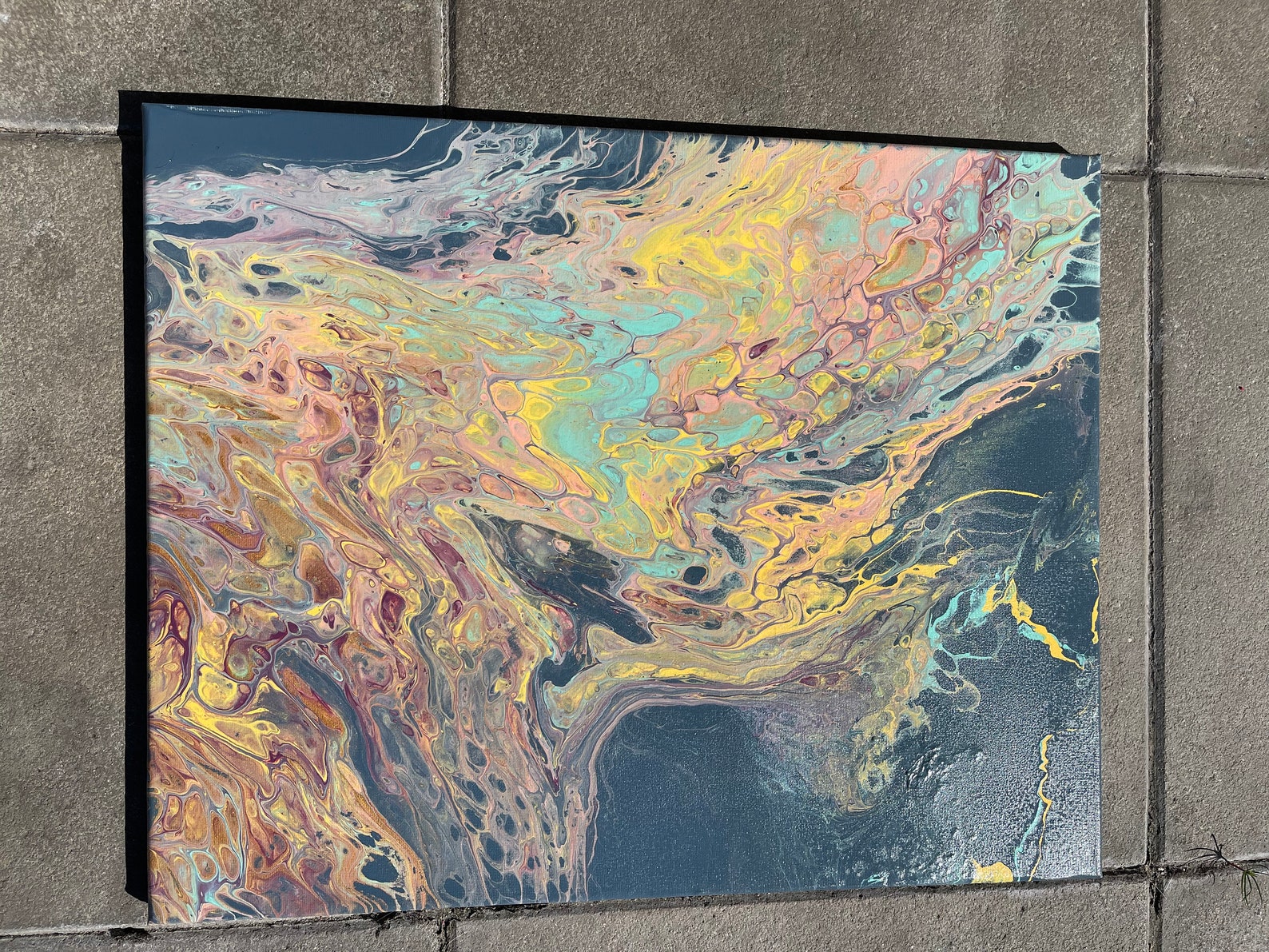 16x20 paint pour oil slick looking Etsy