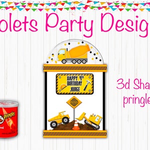 Construction 3d Pringle Shakers, Construction Theme, Construction Chips, Construction Bday, Dig it Party, Construction Favors, Construction