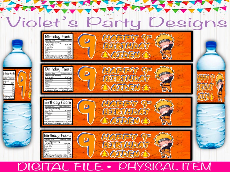 Naruto Birthday Party Favors Naruto Birthday Water Bottle Naruto Water 
