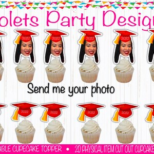 Graduation Photo Cupcake Toppers, Graduation Party Face Cupcake Toppers, Graduation Party Decorations, Graduate Party Favors, Picture Topper