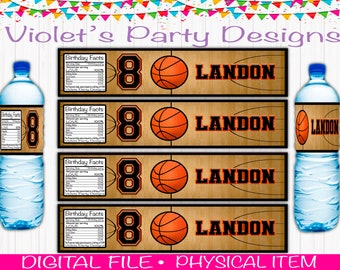 Basketball Water Bottle Label Digital File Basket Ball Water - Etsy