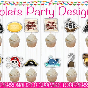 Pirate Theme Cupcake, Pirate Cupcake, Pirate Topper, Ahoy Matey, Pirate Theme Party, Pirate Decorations,Pirate Party Decor,Captain Birthday