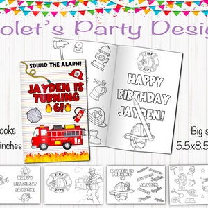 Fire Truck Coloring Book, Firetruck Party, Fireman Coloring, Firefighter Favors, Fireman Birthday, Fireman Party Favors, Fire Truck Favors