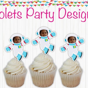 Custom Face Cupcake Toppers, Custom Photo Cupcake Toppers, Space Cupcake Toppers, Space Cupcake, Outer Space Cupcake, Astronaut Cupcake