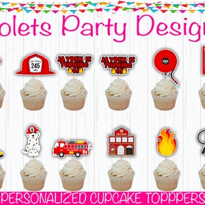 Fireman Cupcake Toppers, Fireman Cupcake, Fireman Party Decor, Fireman Decoration, Firefighter Party, Fire Truck Birthday, Fire Theme Party