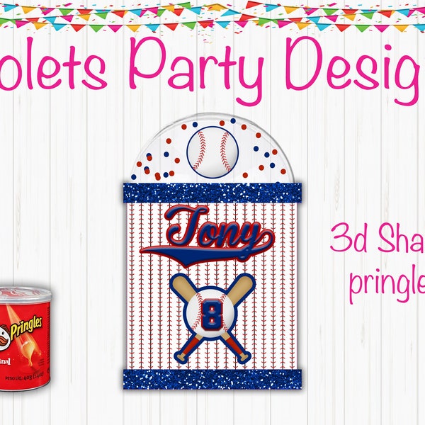 3D Baseball Pringle Shakers, Baseball Chips, Baseball Favors, Baseball Party Favors, Baseball Treat Bags, Baseball Treats, Baseball Chip Bag