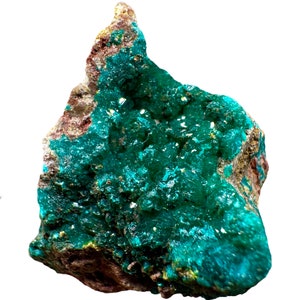 A  Raw Green DIOPTASE on Matrix Crystal Mineral Specimen Gemstone