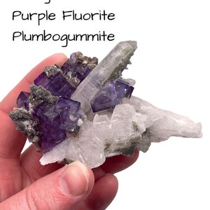 AMAZING MUST SEE Yaogangxian Candlestick Quartz with Purple Fluorite and Plumbogummite on Matrix Crystal Mineral Specimen Gemstone