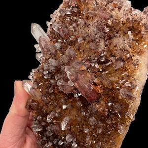 5 INCH Top Quality Red Phantom Sunset Quartz Hematite Cluster on Matrix Mineral Specimen Gemstone with Rainbow Crystals Twlight