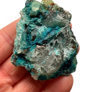 Chrysocolla on Quartz from La Tentadora Mine, Peru Crystal Mineral Specimen