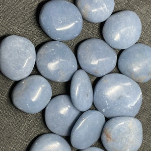 1-2inch Angelite Palmstones Blue Palmstone Tumble Rock Crystal Gem Minerals