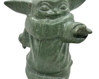 A Hefty  XLarge Standing JADE Star Wars GROGU in 4 Pounds of pure Crystal. Star Wars Lovers beware! My largest carving yet! Mineral Specimen