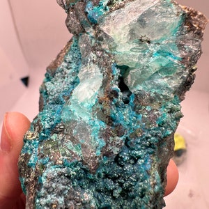 Chrysocolla on Tennorite  from La Tentadora Mine, Peru Crystal Mineral Specimen