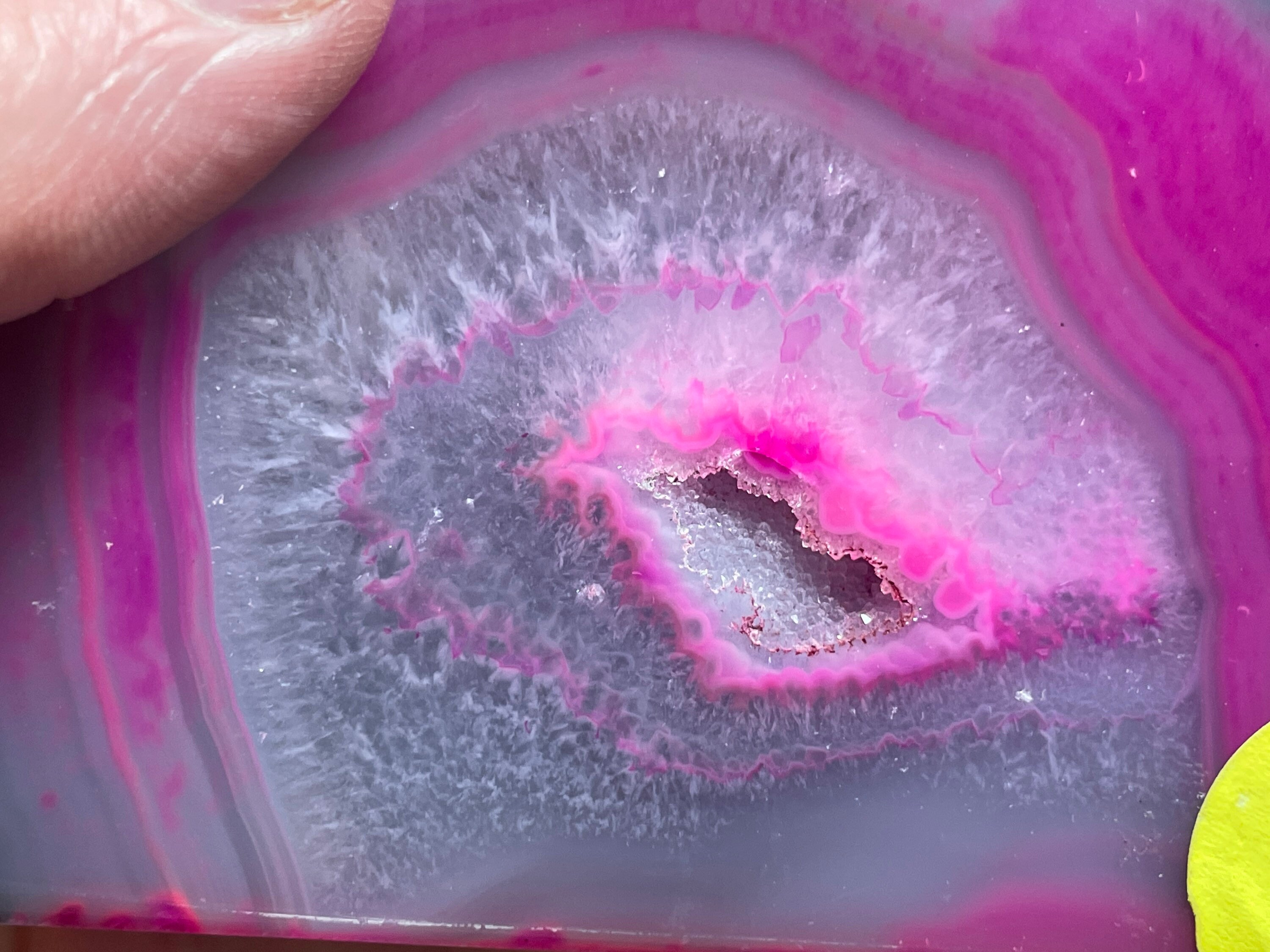 A large pink Geode Slice from Brazil with a Druzy Cave crystal | Etsy