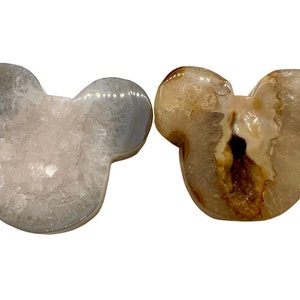 Big Mickey Mouse Shape Shiny Crystal Carvings Druzy Agates Disneyland Rainbow Polished Agate Gemstone Mineral Specimen