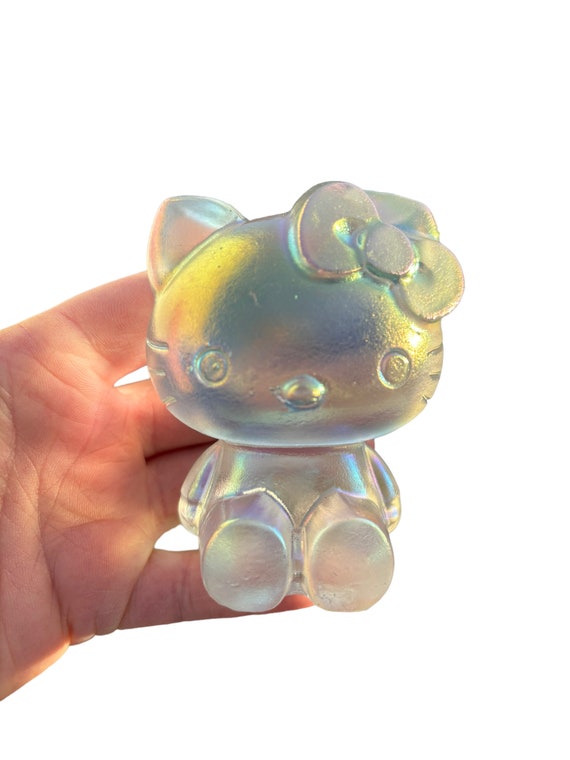 Pendentif Hello Kitty En Verre Libyque Et Argent Sterling - Gravure - Fabriqué Tchéquie