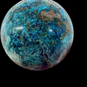 48mm Chrysocolla Cuperite Malachite Shattukite Dioptase Hematite Quartz Namibian Sphere Crystal Ball