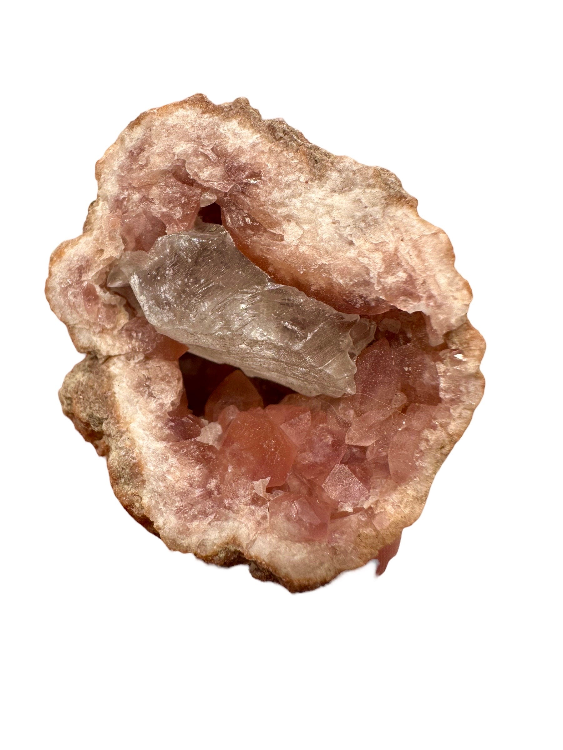 アルゼンチン産の美しい長いピンクの原石アメジストジオード。内部に